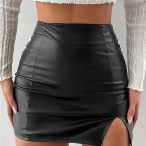 Black Faux Leather Mini Skirt